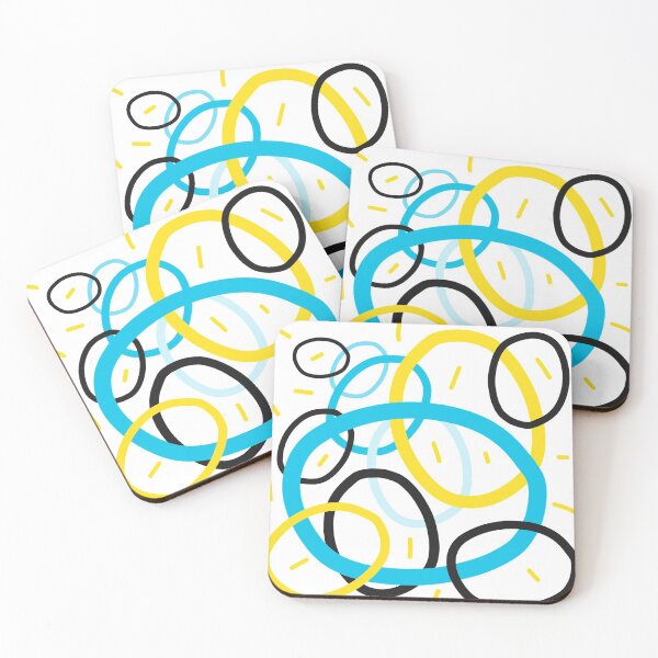 Item preview, Abstract lined circles blue yellow designed and sold by Tropical Blood.