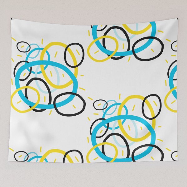 Item preview, Abstract lined circles blue yellow designed and sold by Tropical Blood.