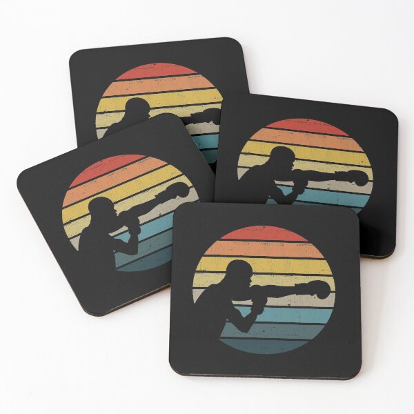 Artikelvorschau, Boxer-Silhouette auf einem beunruhigten Retro-Sonnenuntergang-Produkt entworfen und verkauft von theodoros20.