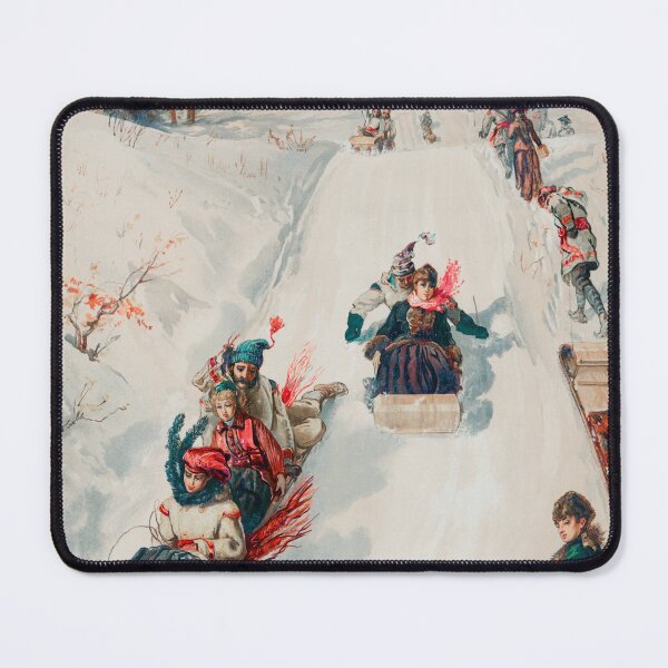 Item preview, Authentic 1886 Tobogganing Chromolithograph by L. Prang & Co. - Vintage Winter Print designed and sold by PeonyPeak.