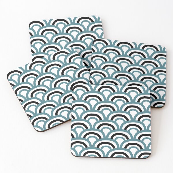 Item preview, Teal Black White Retro Scallop Pattern Pairs DV 2022 Popular Colour Wish Upon a Star 0668 designed and sold by ColorOfTheYears.