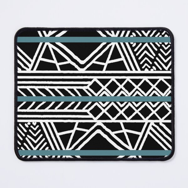 Item preview, Teal Black and White Mud Cloth Stripes Pattern Pairs DV 2022 Popular Colour Wish Upon a Star 0668 designed and sold by ColorOfTheYears.