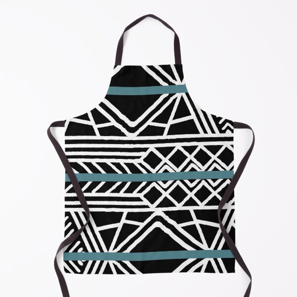 Item preview, Teal Black and White Mud Cloth Stripes Pattern Pairs DV 2022 Popular Colour Wish Upon a Star 0668 designed and sold by ColorOfTheYears.