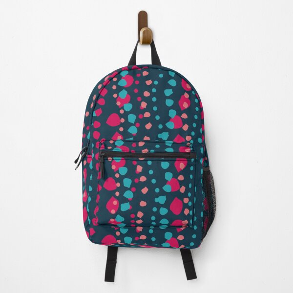 Item preview, Stripes and strings of Petals and Dots of Red Pink Teal on a Dark Green background designed and sold by Melissa Plugge-Dekker.