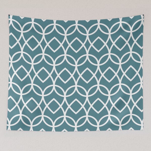 Item preview, Teal and White Geometric Line Pattern Pairs DV 2022 Popular Colour Wish Upon a Star 0668 designed and sold by ColorOfTheYears.