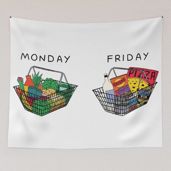 Item preview, monday vs friday food meme  designed and sold by Made-By-Art.