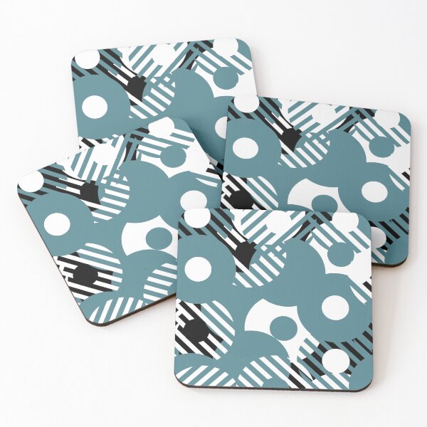 Item preview, Teal Black and White Circle and Stripe Pattern Pairs DV 2022 Popular Colour Wish Upon a Star 0668 designed and sold by ColorOfTheYears.