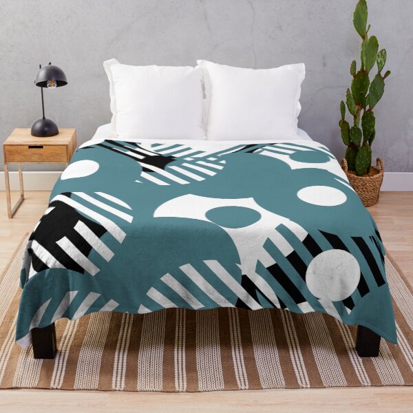Item preview, Teal Black and White Circle and Stripe Pattern Pairs DV 2022 Popular Colour Wish Upon a Star 0668 designed and sold by ColorOfTheYears.