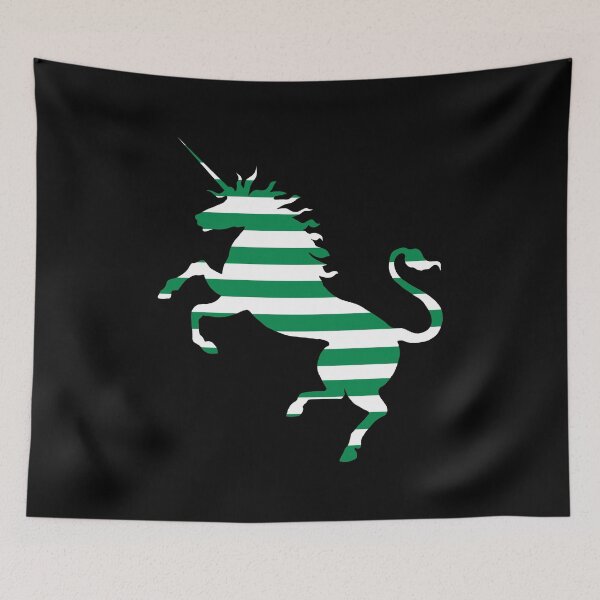 Item preview, Glasgow Celtic Football Club Green and White Hooped Unicorn Silhouette designed and sold by MacPean.