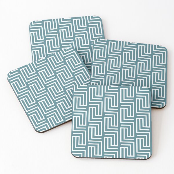 Item preview, Teal and White Tessellation Line Pattern Pairs DV 2022 Popular Colour Wish Upon a Star 0668 designed and sold by ColorOfTheYears.