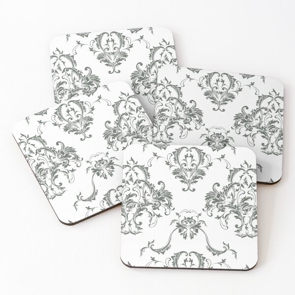 Item preview, Dark Green and White Damask Scroll Baroque Pattern Pairs DV 2022 Popular Colour Pleasant Hill 0459 designed and sold by ColorOfTheYears.