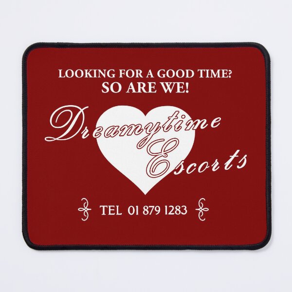 Item preview, Dreamytime Escorts logo - LOOKING FOR A GOOD TIME? SO ARE WE! (WHITE LOGO) - Mr Jolly Lives Next Door Inspired designed and sold by RetroTeeStudio.