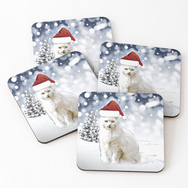 Item preview, White Cat in Santa Hat, Cat Christmas designed and sold by prirajdesigns.