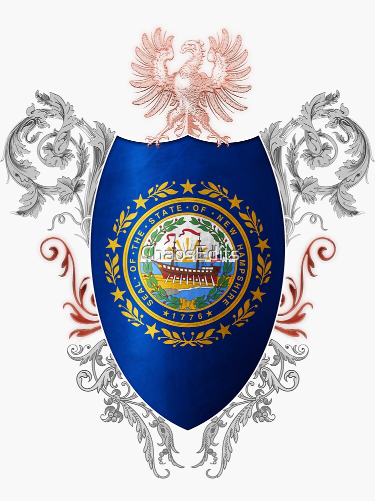 "New hampshire flag medieval heraldry coat of arms style" Sticker for