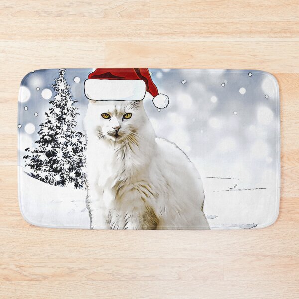 Item preview, White Cat in Santa Hat, Cat Christmas designed and sold by prirajdesigns.