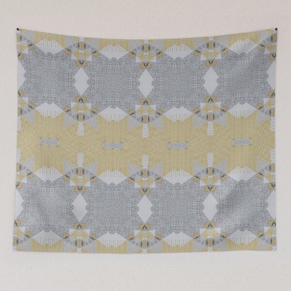 Item preview, Pastel Ochre Grey Retro Geometric 6 Woven  Texural Interior Wall Decor  designed and sold by Jenny Meehan Art Prints and Patterns  .