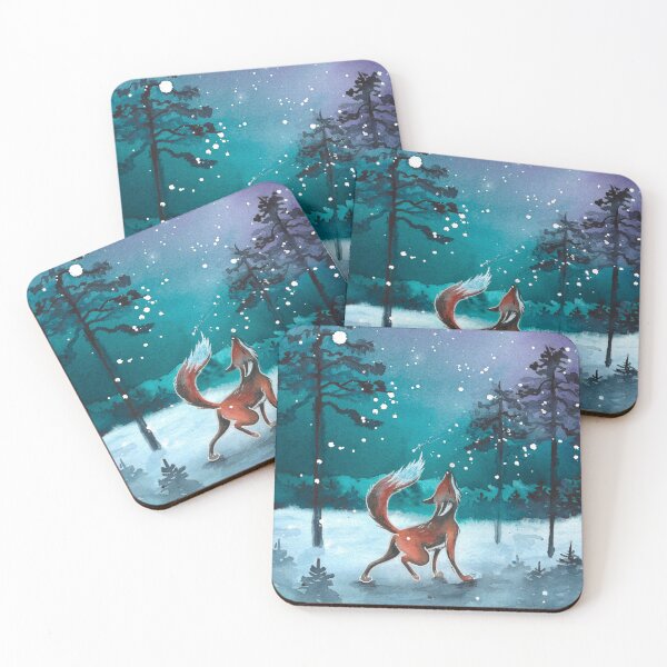 Item preview, Watercolor winter forest with a fox under the moonlight designed and sold by Lillasart.