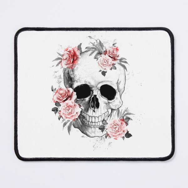 Item preview, Skull human anatomy floral, black red watercolor roses, Bones and Botany designed and sold by Collagedream.