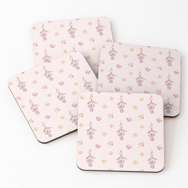 Item preview, Vintage Christmas bells (pattern on pink) designed and sold by Flowersforbear.
