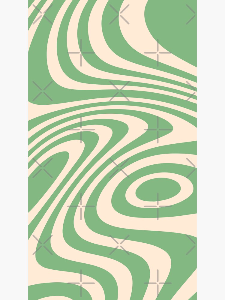 "Pastel Green and Cream Groovy Liquid Zebra Abstract Artwork" Sticker