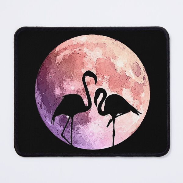 Item preview, watercolor pink moon and flamingo designed and sold by Collagedream.