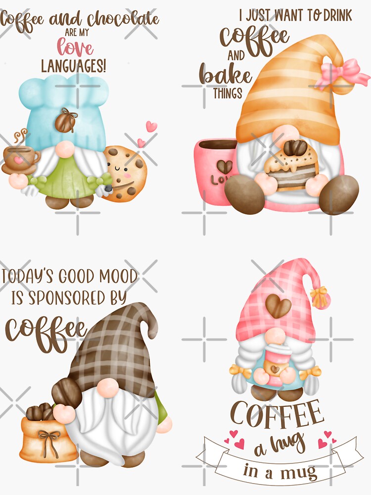 Coffee Gnomes Sticker Set, Coffee Lovers Gift, Coffee Drinkers Gifts, Gnome  Stickers, Coffee Accessories