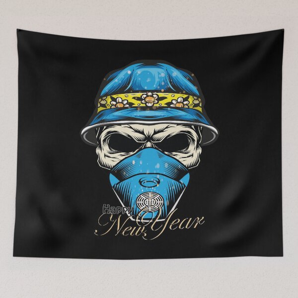 Item preview, Frohes neues Jahr Totenkopf Skelett gechillt mit Maske 2022 designed and sold by Joxxio.