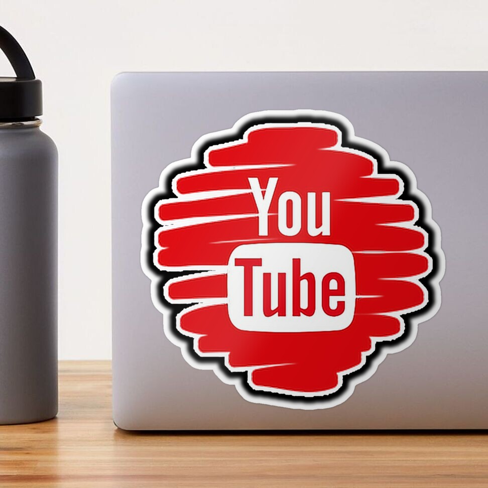Youtube logo sticker on pattern printed on paper with small youtube logos  and inscriptions. YouTube is Google subsidiary and American most popular  video-sharing platform Stock Photo | Adobe Stock