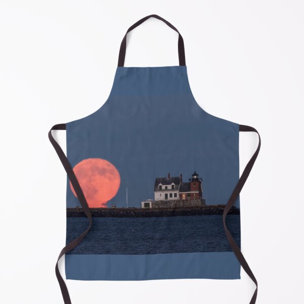 Item preview, Full moon rising over the Breakwater by the Lighthouse in Rockland, Maine, 11/19/21 designed and sold by LindaCPhoto.