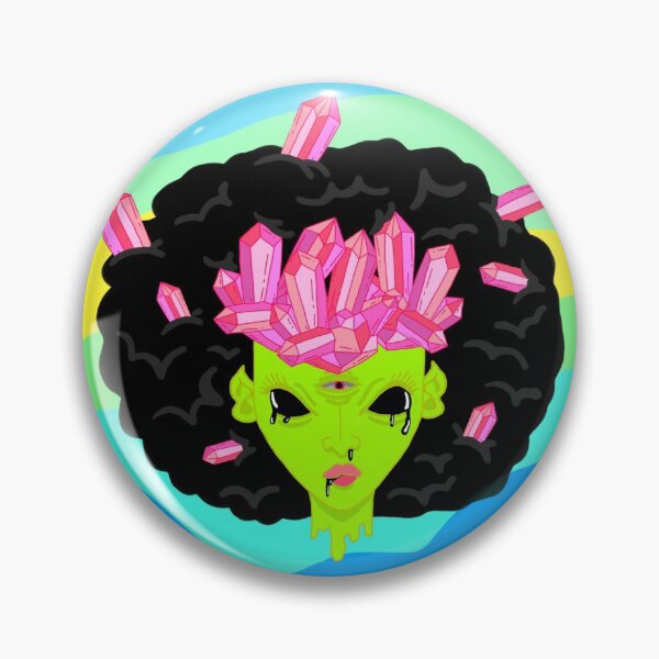 Item preview, Crystallized green Alien girl with fro and 3rd eye  designed and sold by VantaTheArtist.
