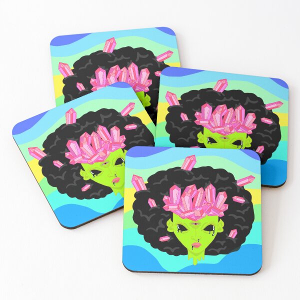 Item preview, Crystallized green Alien girl with fro and 3rd eye  designed and sold by VantaTheArtist.