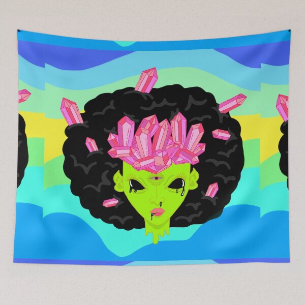 Item preview, Crystallized green Alien girl with fro and 3rd eye  designed and sold by VantaTheArtist.