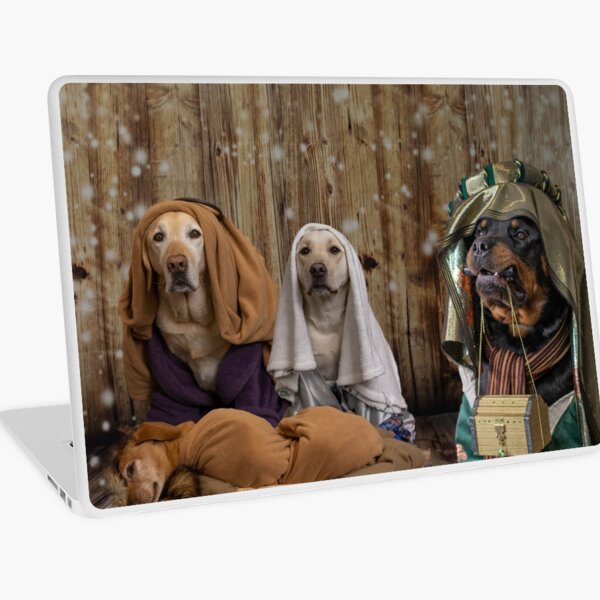 Mary and Joseph dog's nativity Laptop Skin