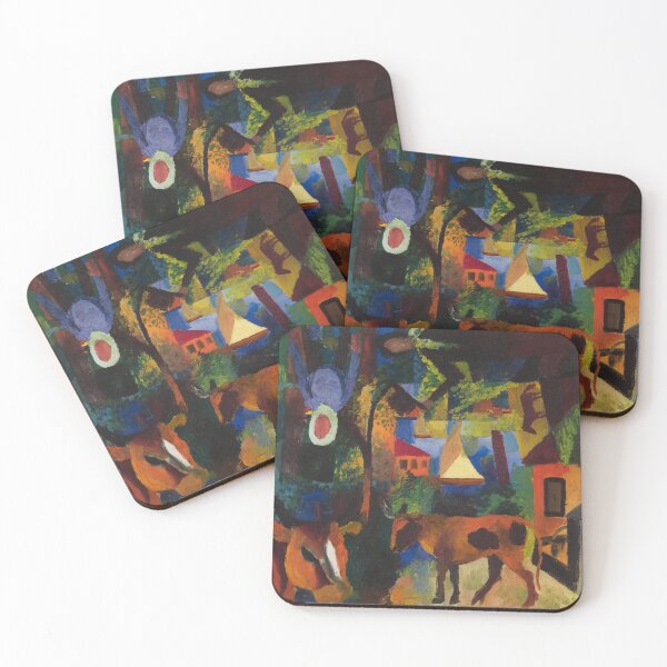 Item preview, Expressionist Painting Landscape with Cows, Sailboat, and Painted-in Figures (1914) By August Macke designed and sold by Designedbysm.