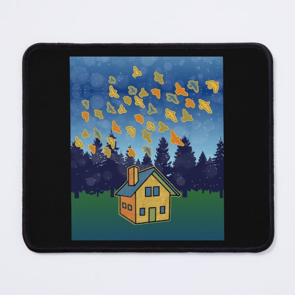 Item preview, Landscape Scene House Flock of Birds Sky Trees Retro Colors designed and sold by artfulnotebook.