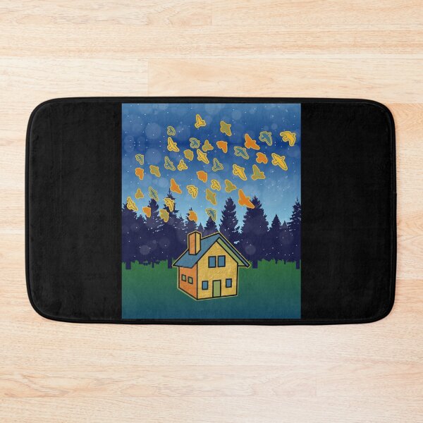 Item preview, Landscape Scene House Flock of Birds Sky Trees Retro Colors designed and sold by artfulnotebook.