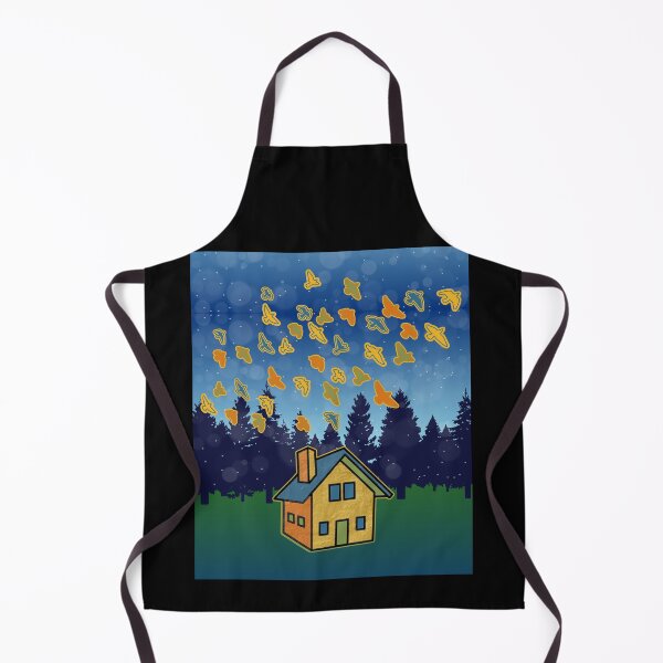 Item preview, Landscape Scene House Flock of Birds Sky Trees Retro Colors designed and sold by artfulnotebook.