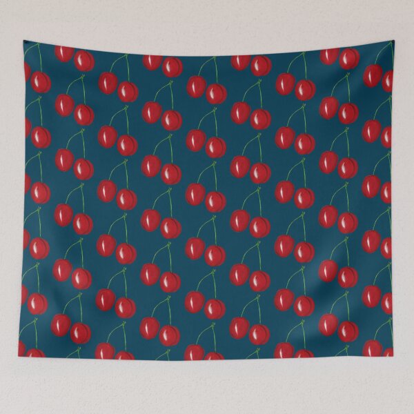 Item preview,  Cherry print dark blue backbround designed and sold by DemonicGloom.