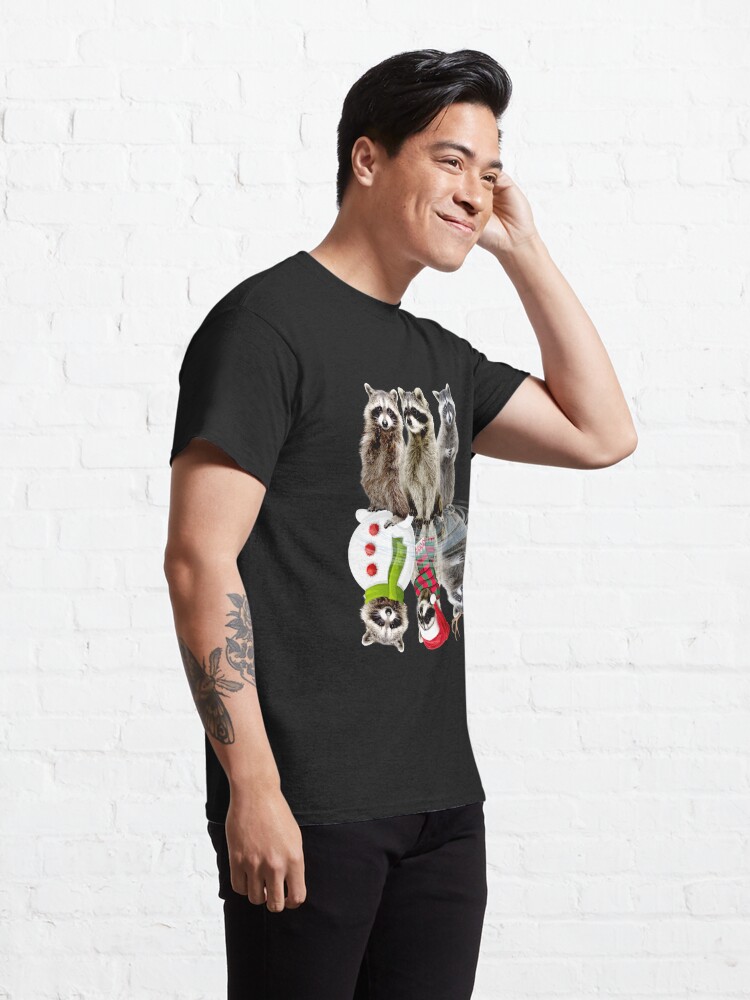 Discover Raccoon Waterfall Reflection Christmas Pajama Classic T-Shirt