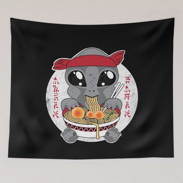Item preview, Kawaii Alien Eating Ramen designed and sold by PEHardy-Designs.