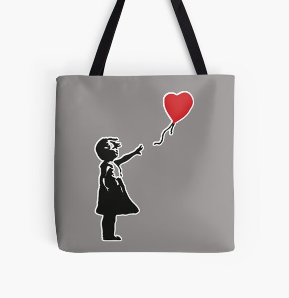 Heart-Shaped Balloon Double Side Print Black Tote Bag Purse Handbag for Women Girls Heart-Shaped Balloon Double Side Print Black Tote Bag Purse Handbag for Women Girls