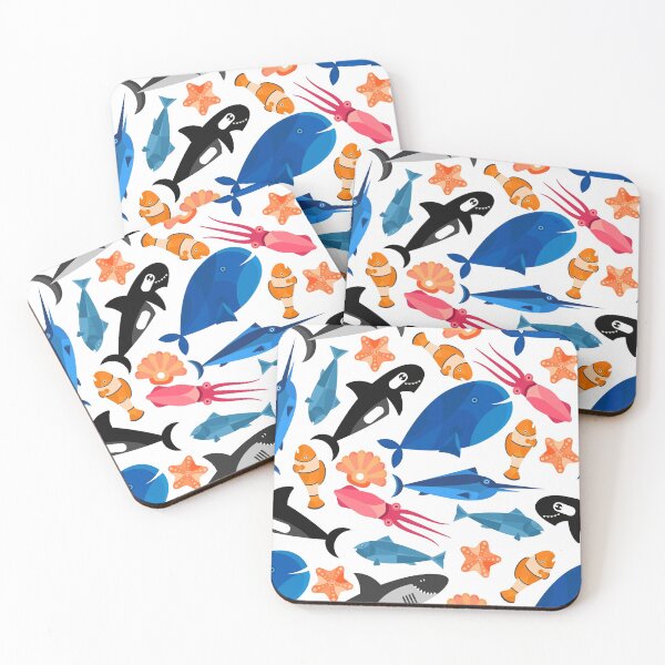 Item preview, Patrón náutico sin costuras de vida marina mixta. Collage de peces y conchas designed and sold by silviaol.