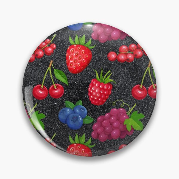 Item preview, Red Grapes and Berries Mixed Fruit on Black Background. Strawberries, Currants, Grapes, Blueberries, Cherries, Raspberries designed and sold by silviaol.