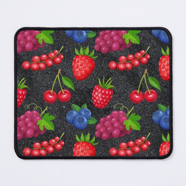 Item preview, Red Grapes and Berries Mixed Fruit on Black Background. Strawberries, Currants, Grapes, Blueberries, Cherries, Raspberries designed and sold by silviaol.