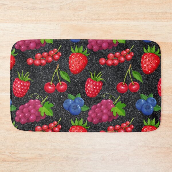 Item preview, Red Grapes and Berries Mixed Fruit on Black Background. Strawberries, Currants, Grapes, Blueberries, Cherries, Raspberries designed and sold by silviaol.