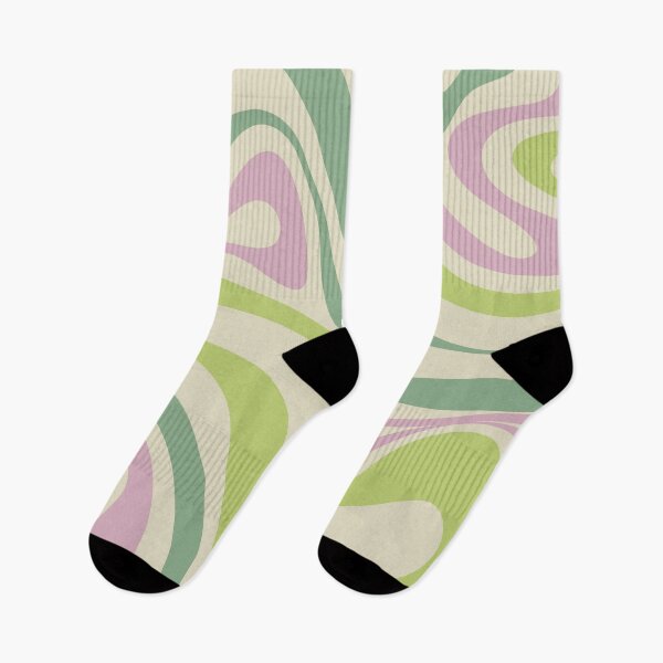 Item preview, New Groove Retro Swirls Abstract Pattern in Soft Pastel Lavender Pink Cream Lime Green designed and sold by kierkegaard.