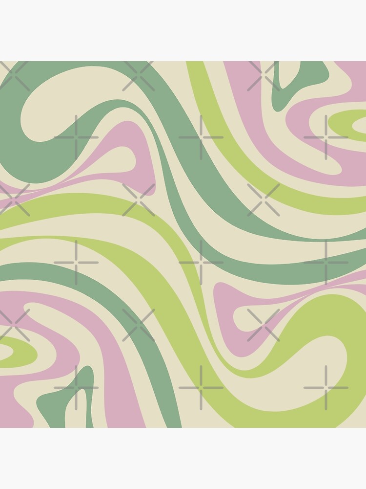 New Groove Retro Swirls Abstract Pattern in Soft Pastel Lavender Pink Cream  Lime Green Poster for Sale by kierkegaard