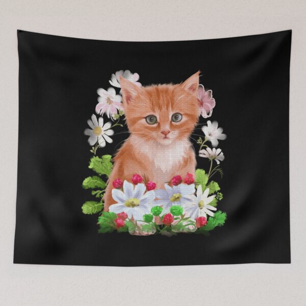 Item preview, white cat with flower  designed and sold by kadashirt.