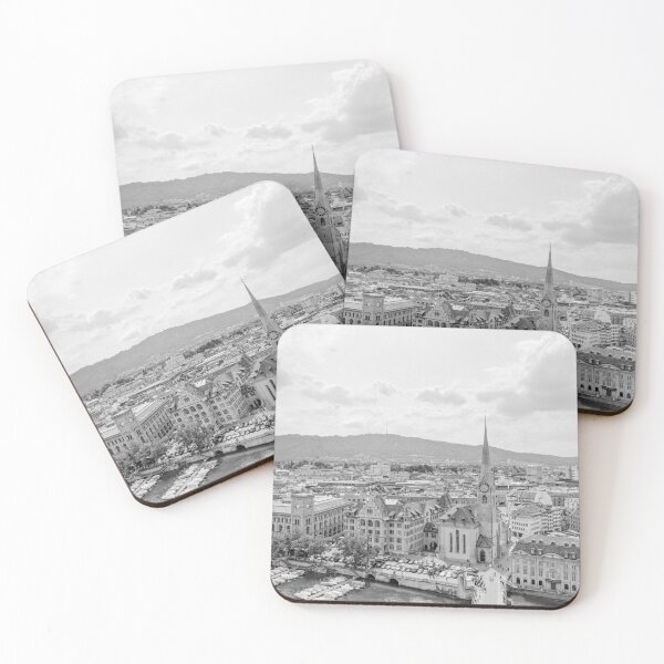 Item preview, Zurich Old Town from Grossmunster Church, Zurich, Switzerland - Black & White #2 designed and sold by ywphotos.