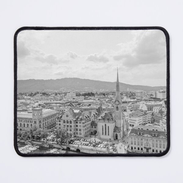 Item preview, Zurich Old Town from Grossmunster Church, Zurich, Switzerland - Black & White #2 designed and sold by ywphotos.